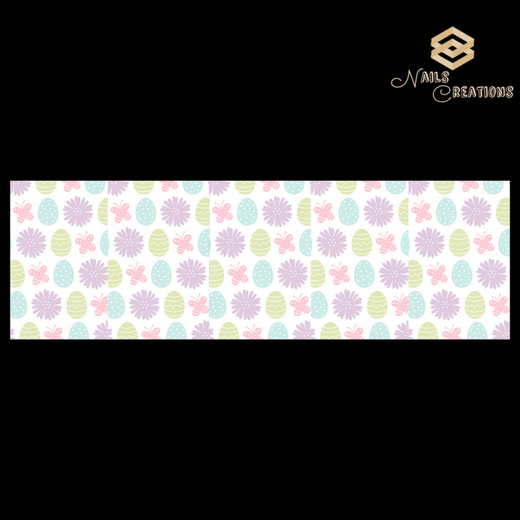 Easter Eggs with Butterflies and Flowers Full Nail Art Waterslide Decal Design - Nails Creations