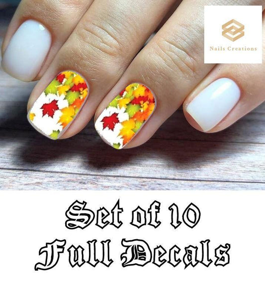 Fall Autumn Leaves Full Nail Decals Stickers Water Slides Nail Art - Nails Creations