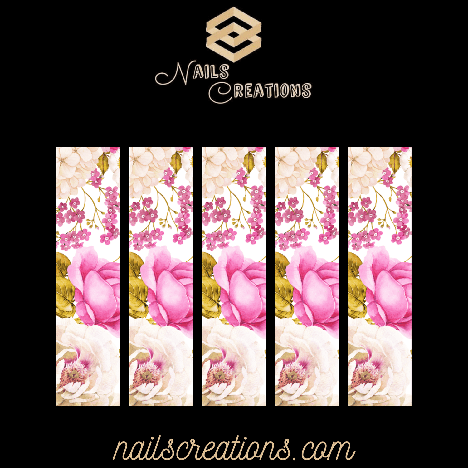 Floral X-Long Full Waterslide Nail Decals - Floral Design - Nails Creations