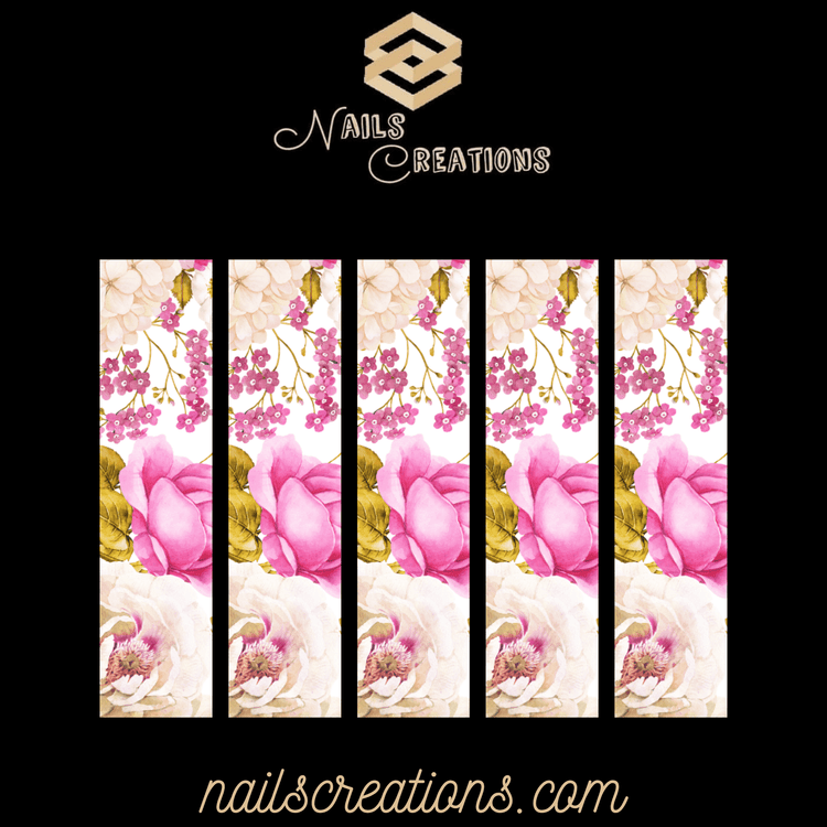 Floral X-Long Full Waterslide Nail Decals - Floral Design - Nails Creations