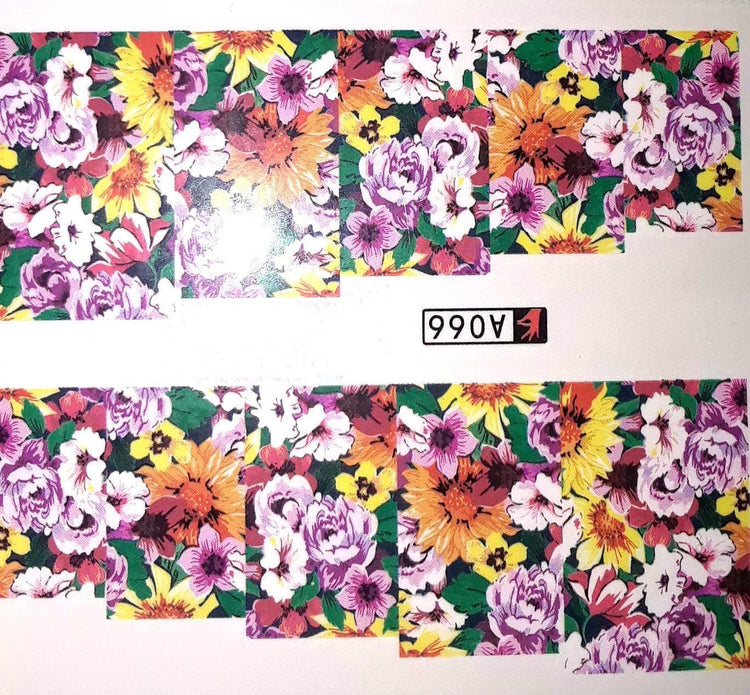 Flowers Full Nail Decals Stickers Water Slides Nail Art - Nails Creations
