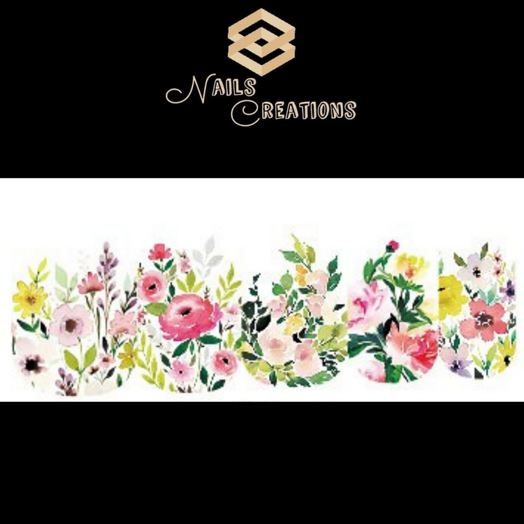 Flowers Nail Art Full Waterslide Decals - WG281 - Nails Creations