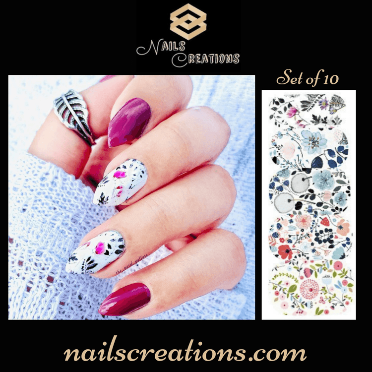 Flowers Nail Art Full Waterslide Decals - WG283 - Nails Creations