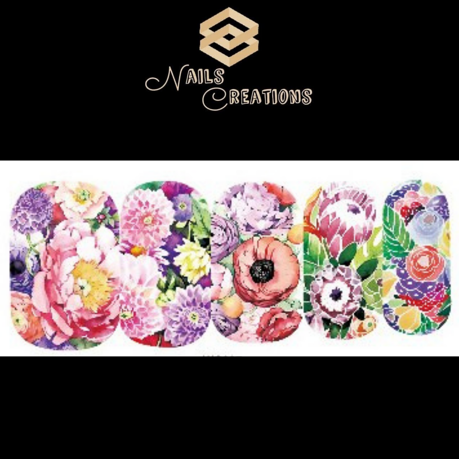Flowers Nail Art Full Waterslide Decals - WG287 - Nails Creations