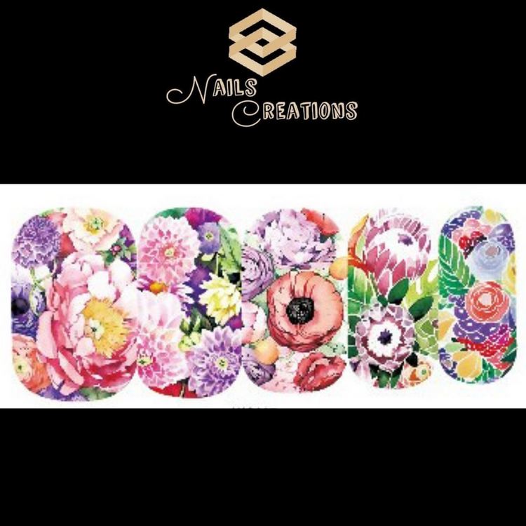 Flowers Nail Art Full Waterslide Decals - WG287 - Nails Creations