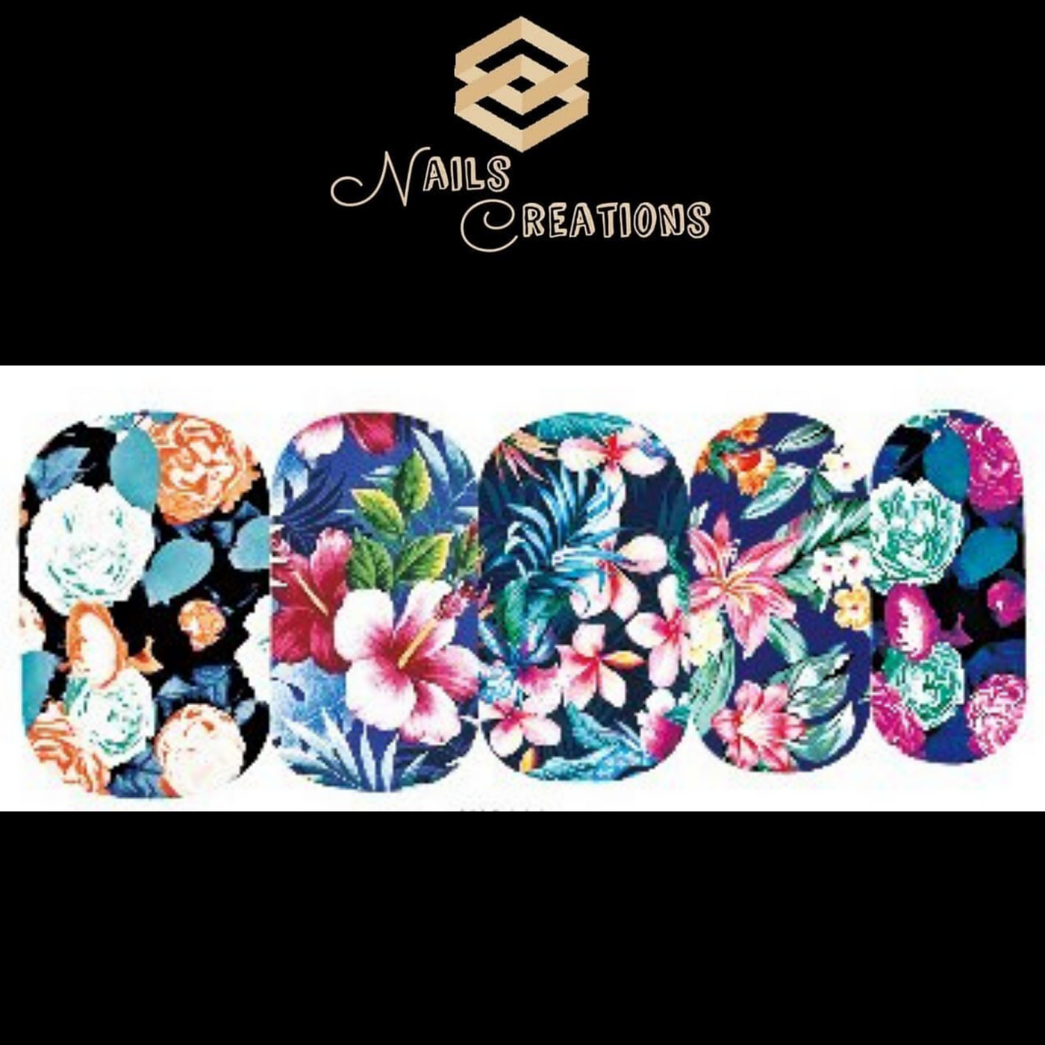 Flowers Nail Art Full Waterslide Decals  WG288 - Nails Creations