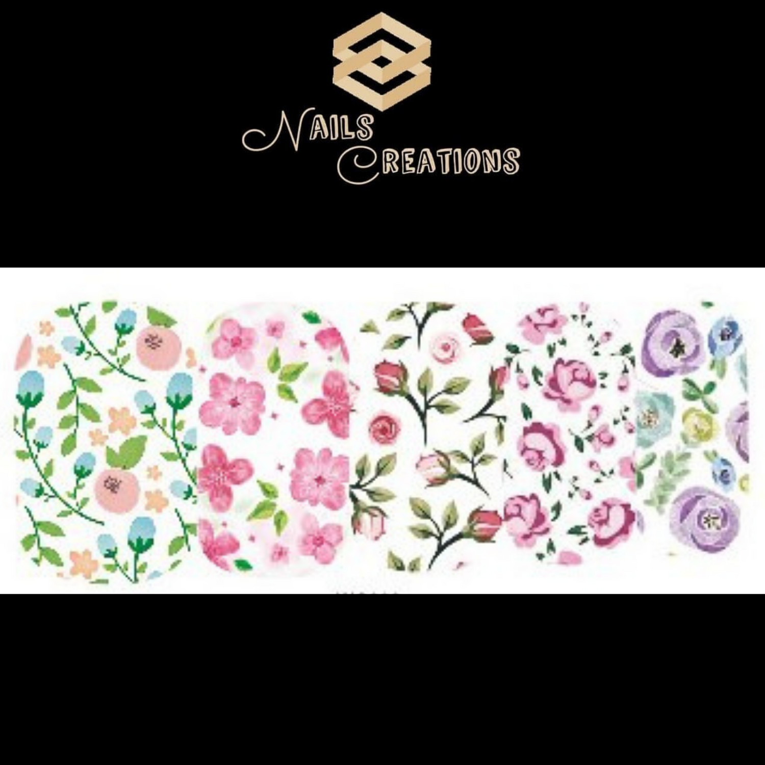 Flowers Nail Art Full Waterslide Decals - WG289 - Nails Creations