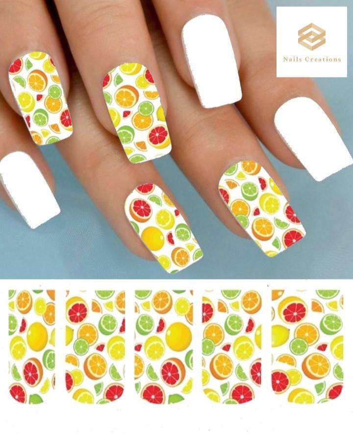 Fruit Orange Lime Lemon Grapefruit Full Waterslide Nail Decals - Nails Creations