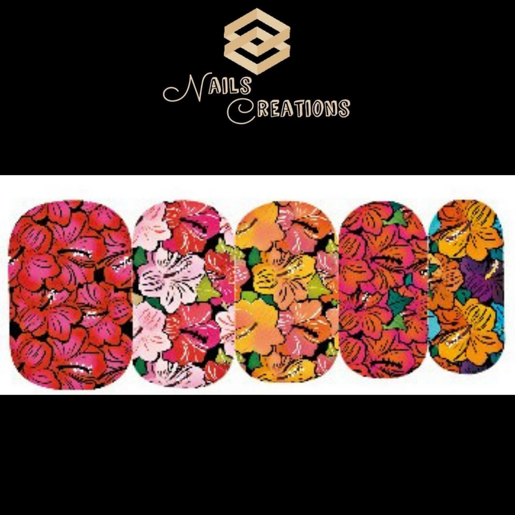 Full Nail Art Decals with flowers Waterslide - Nails Creations