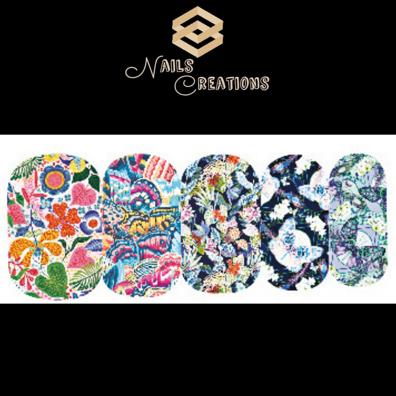 Full Nail Decals with flowers Waterslide - Nails Creations