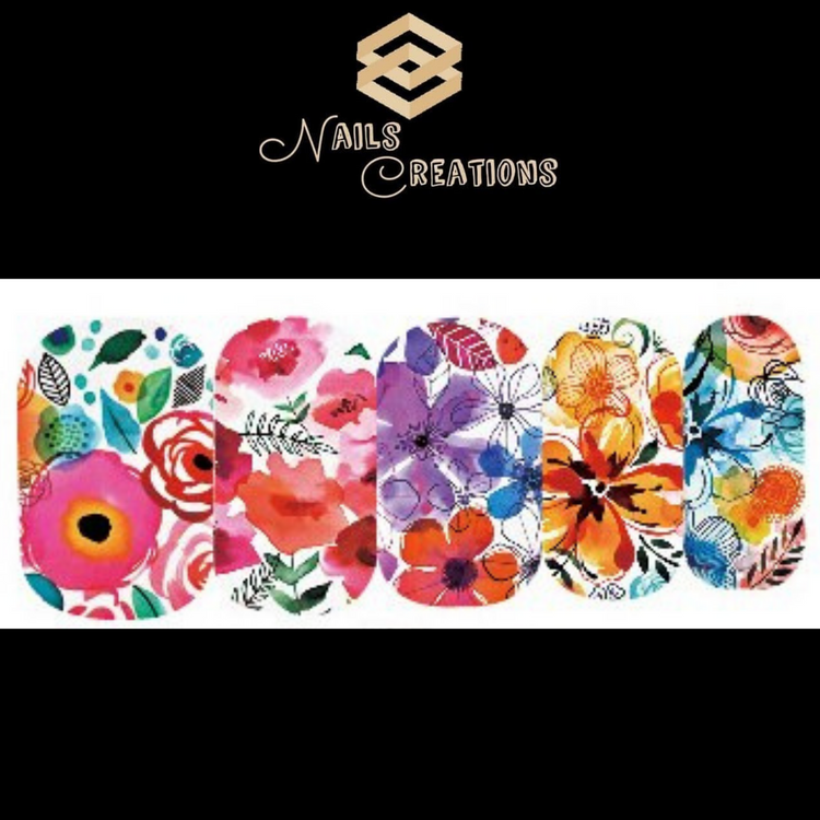 Full Set Elegant Flowers Nail Art Waterslide Decals #2 - Nails Creations