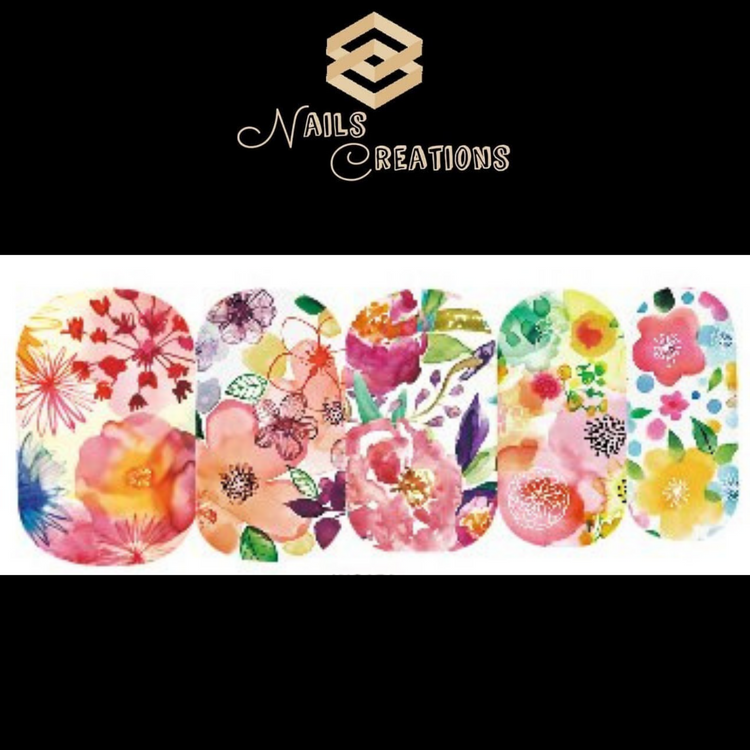 Full Set Elegant Flowers Nail Art Waterslide Decals - Nails Creations
