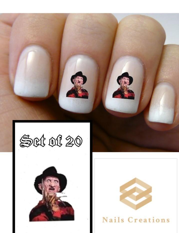 Halloween Freddy Krueger Nightmare Elm Street Nail Decals Stickers Water Slides Nail Art - Nails Creations