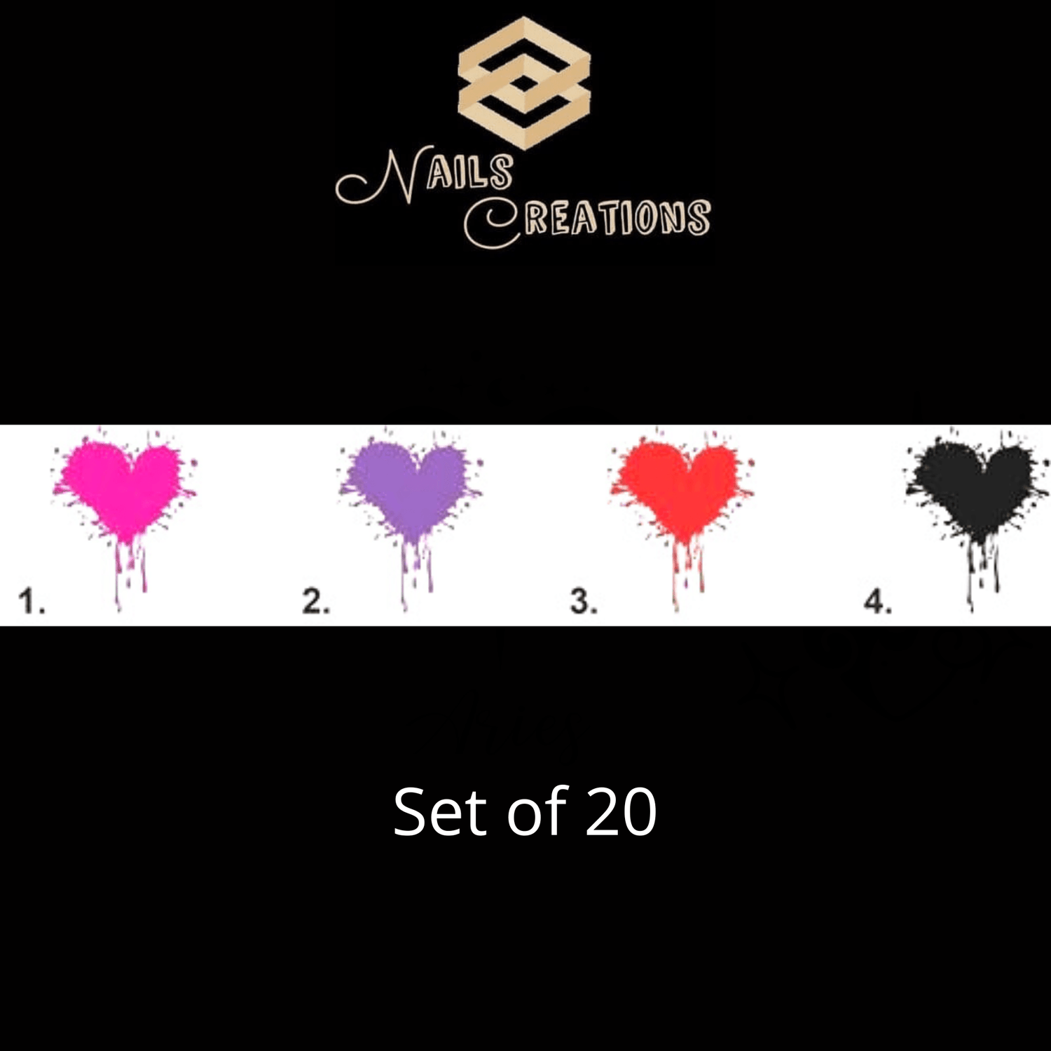 Heart Dripping Spatter Waterslide Nail Decals - Nails Creations