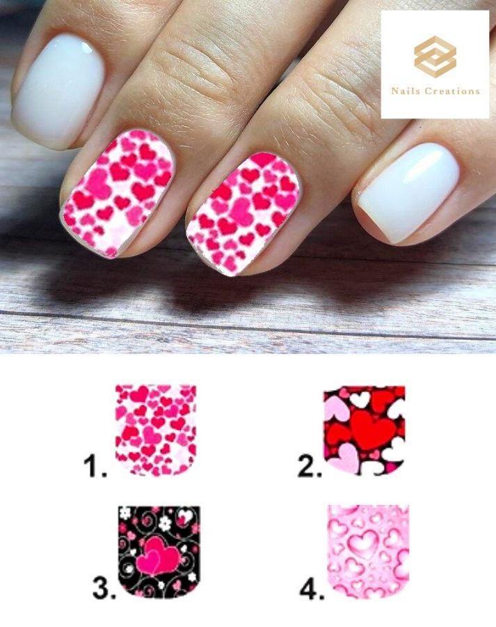 Hearts Full Nail Decals Stickers Water Slides Nail Art - Nails Creations