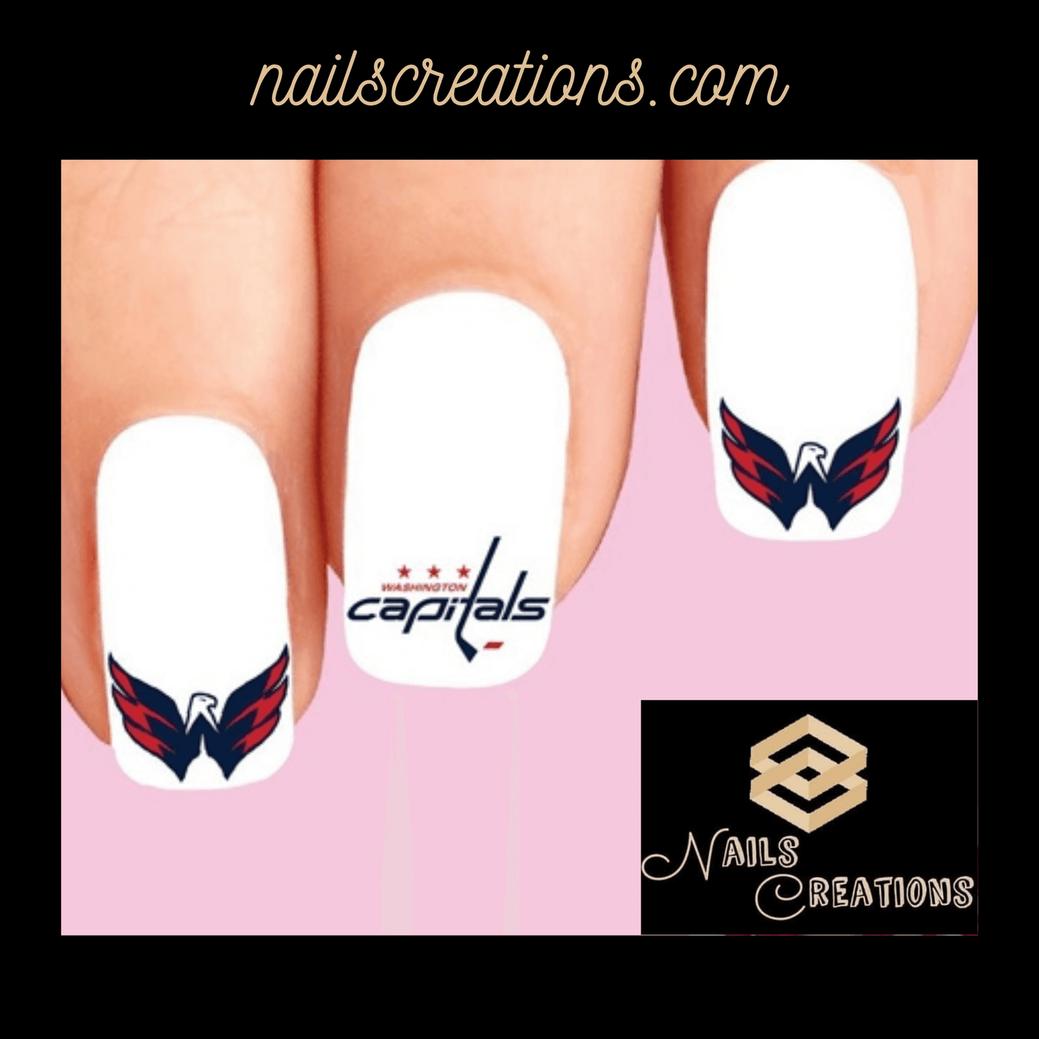 Hockey Washington Capitals Assorted Nail Decals Stickers Waterslide Nail Art - Nails Creations