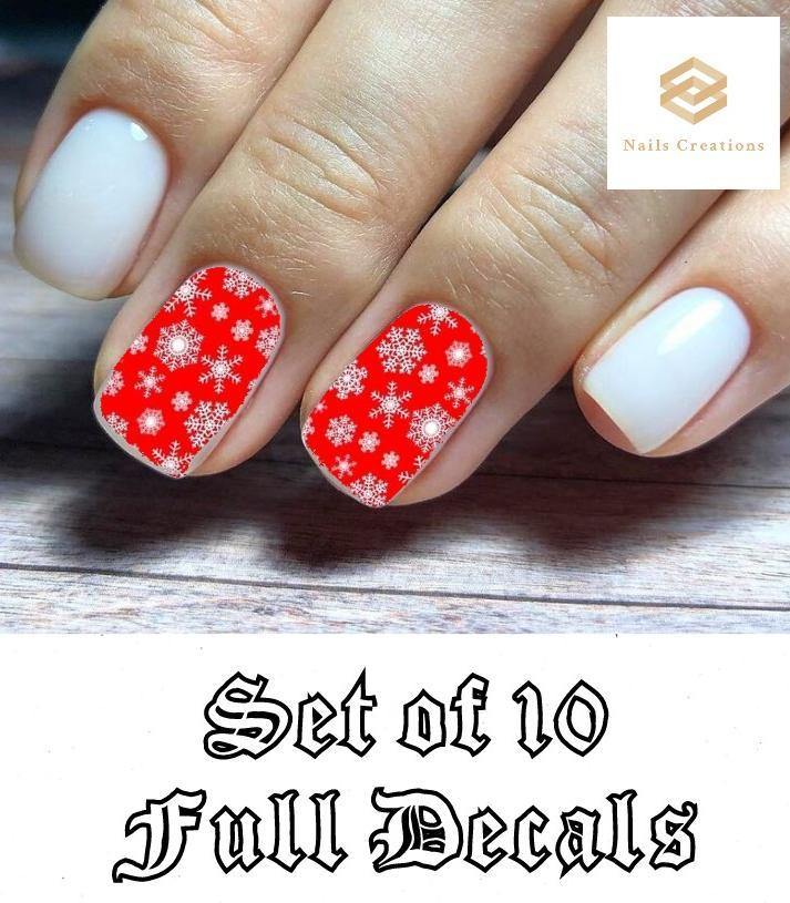 Holiday Christmas Snowflakes Set Full Nail Decals Stickers Water Slides Nail Art - Nails Creations