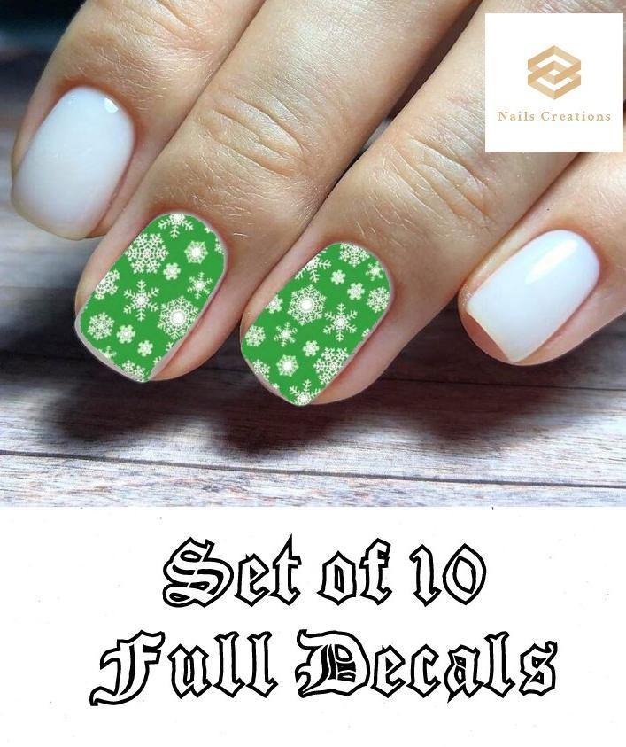 Holiday Christmas Snowflakes Set Full Nail Decals Stickers Water Slides Nail Art - Nails Creations