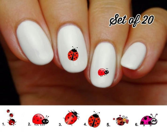 Ladybug Nail Decals Stickers Water Slides Nail Art - Nails Creations