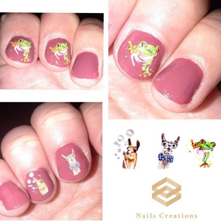 Llama and Frog Waterslide nail decals Assorted Set - Nails Creations - Nails Creations