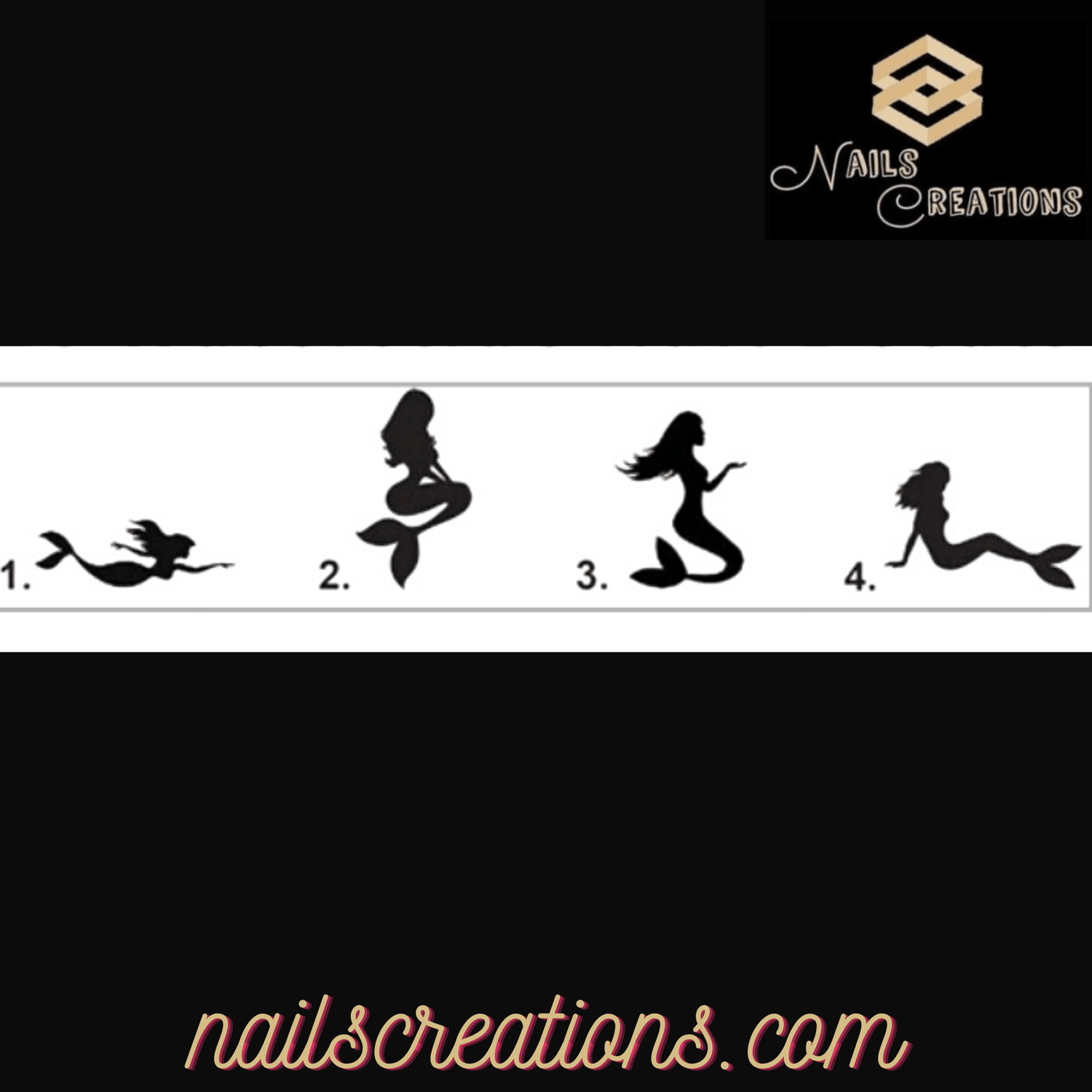 Mermaid Silhouette Set of 20 Waterslide Nail Decals - Nails Creations