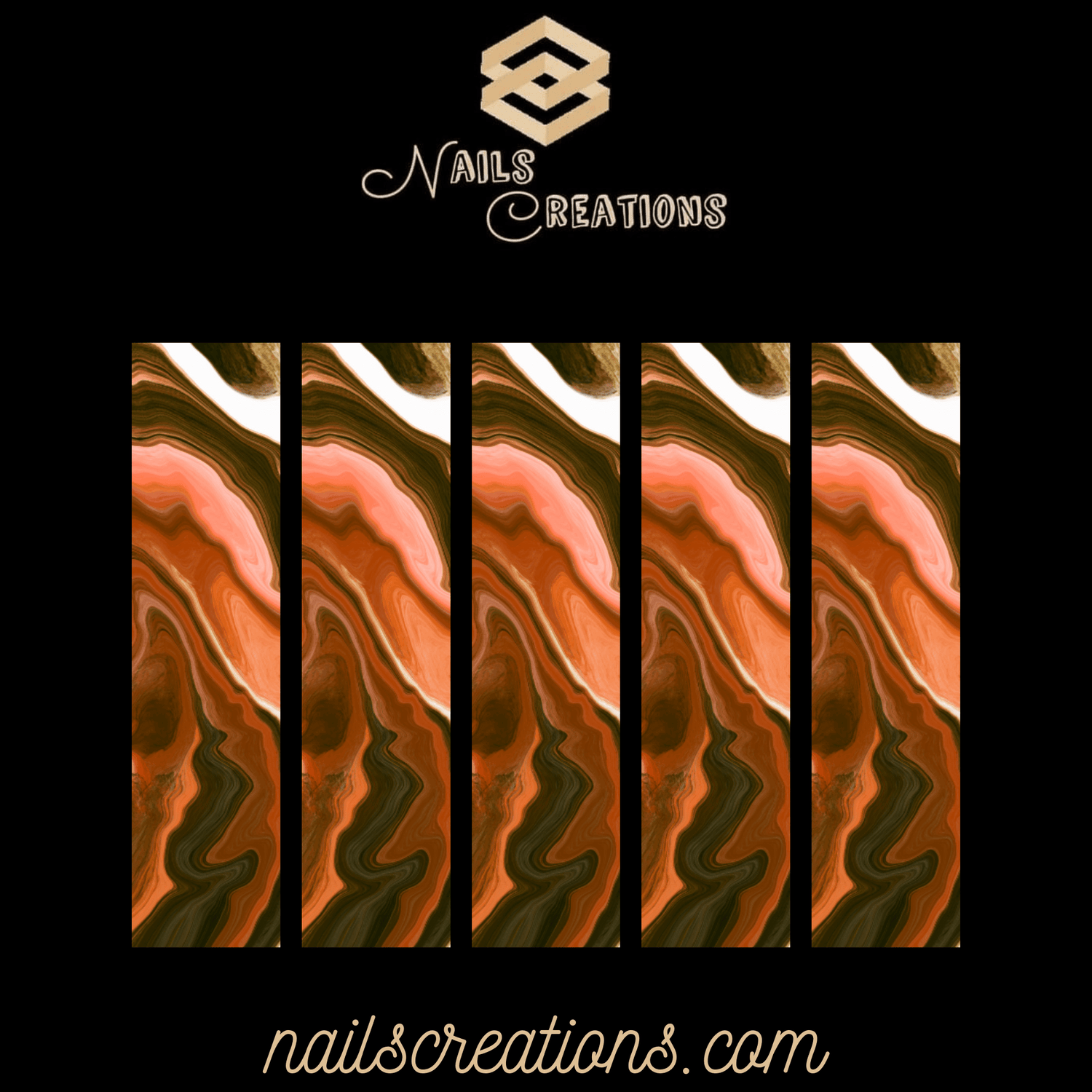 Oak Orange X-Long Full Waterslide Nail Decals - Abstract Design - Nails Creations