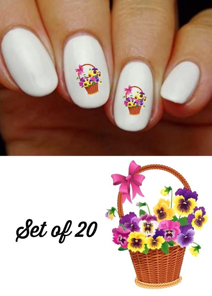 Pansy Basket Nail Decals Stickers Water Slides Nail Art - Nails Creations