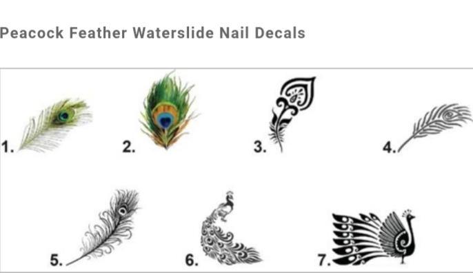Peacock Feather Nail Decals Stickers Water Slides Nail Art - Nails Creations
