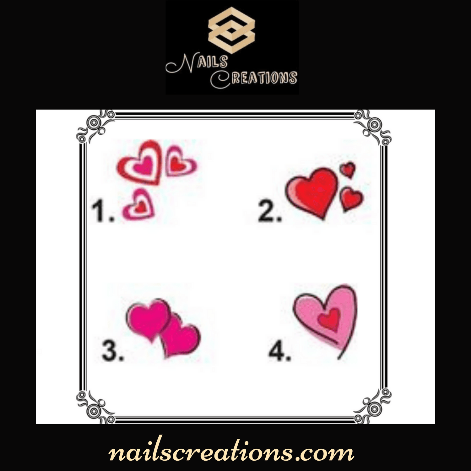 Pink and Red Hearts Waterslide Nail Decals - Nails Creations