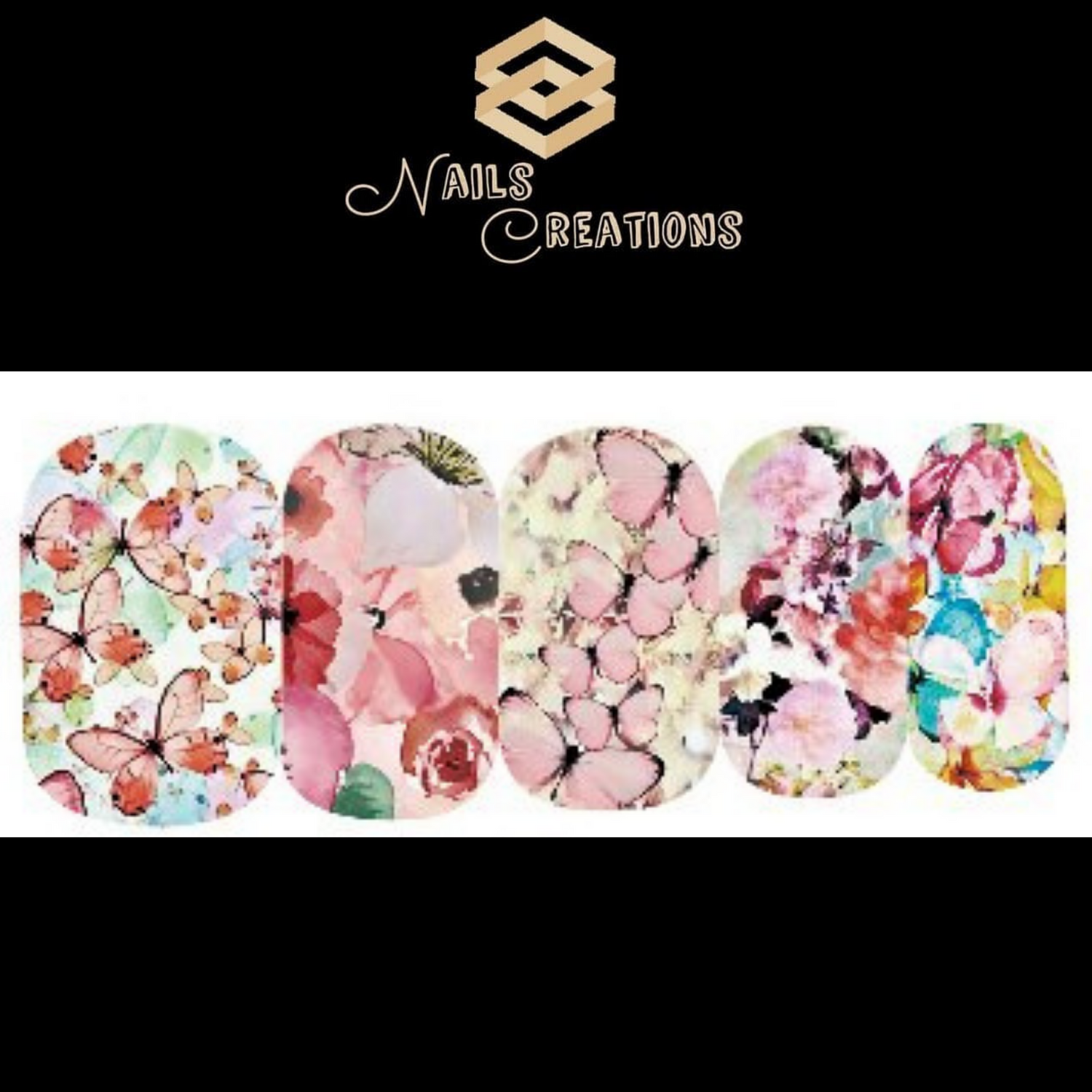 Pink Butterflies Full Nail Art Waterslide Decals - Nails Creations