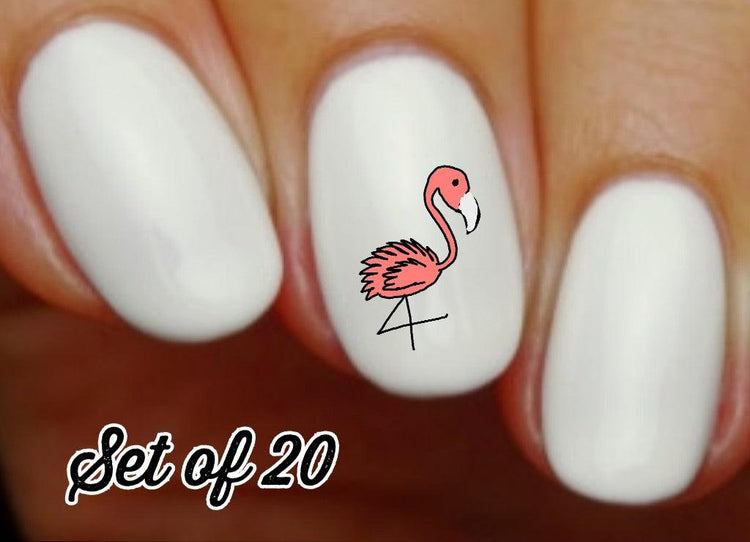 Pink Flamingo Nail Decals Stickers Water Slides Nail Art - Nails Creations
