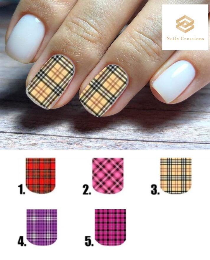 Plaid Full Nail Decals Stickers Water Slides Nail Art - Nails Creations