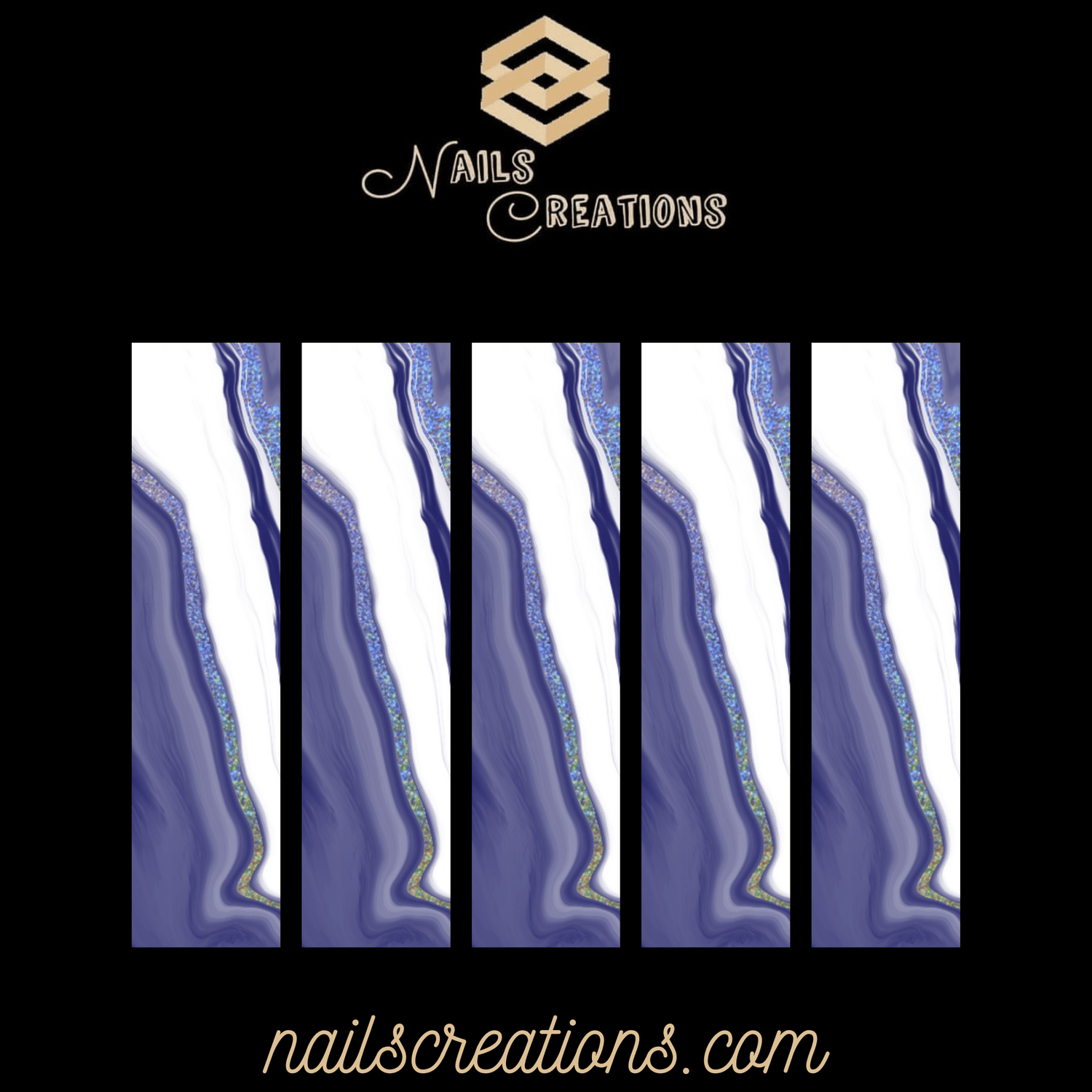 Purple Marble X-Long Full Waterslide Nail Decals - Abstract Design - Nails Creations