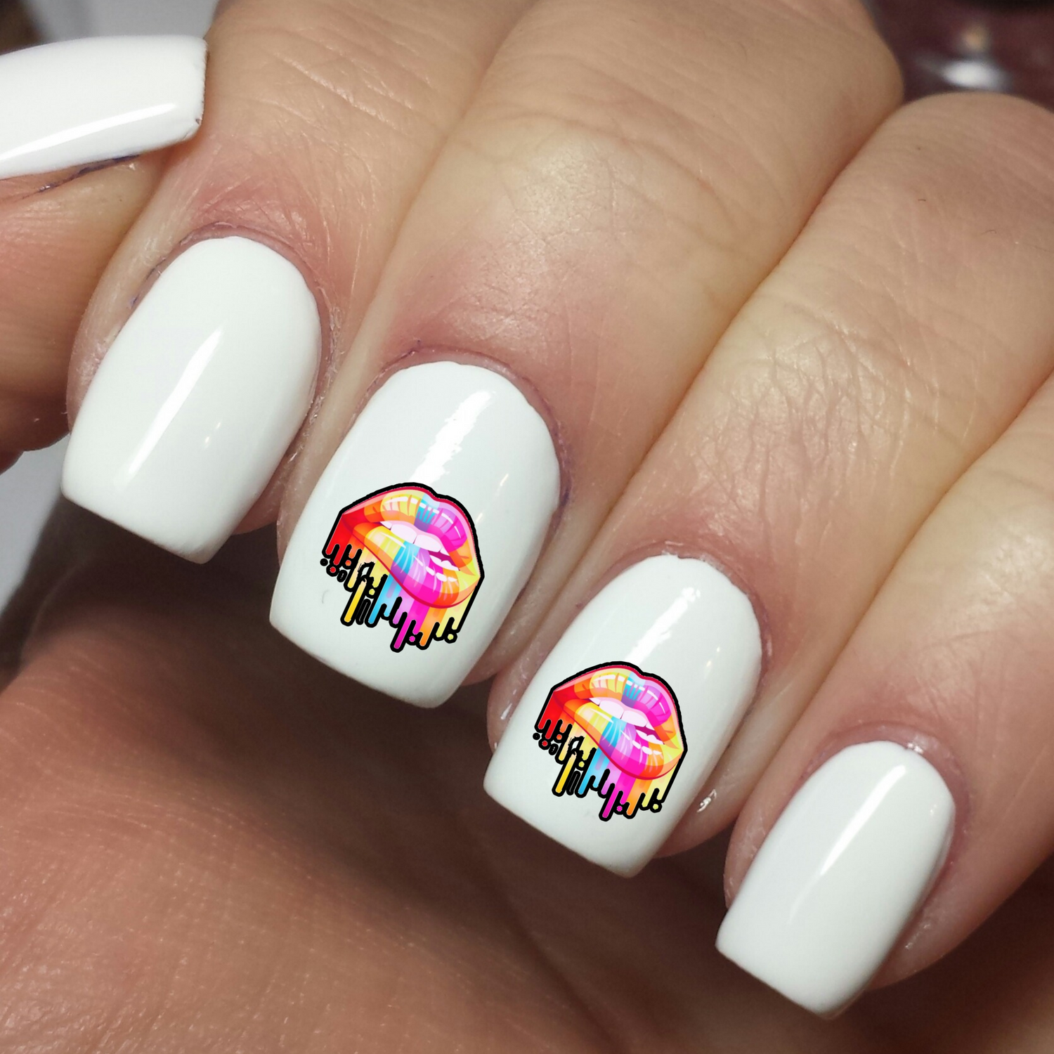 Rainbow Colorful Dripping Lip - Nail Art Waterslide Decals - Nails Creations - Nails Creations