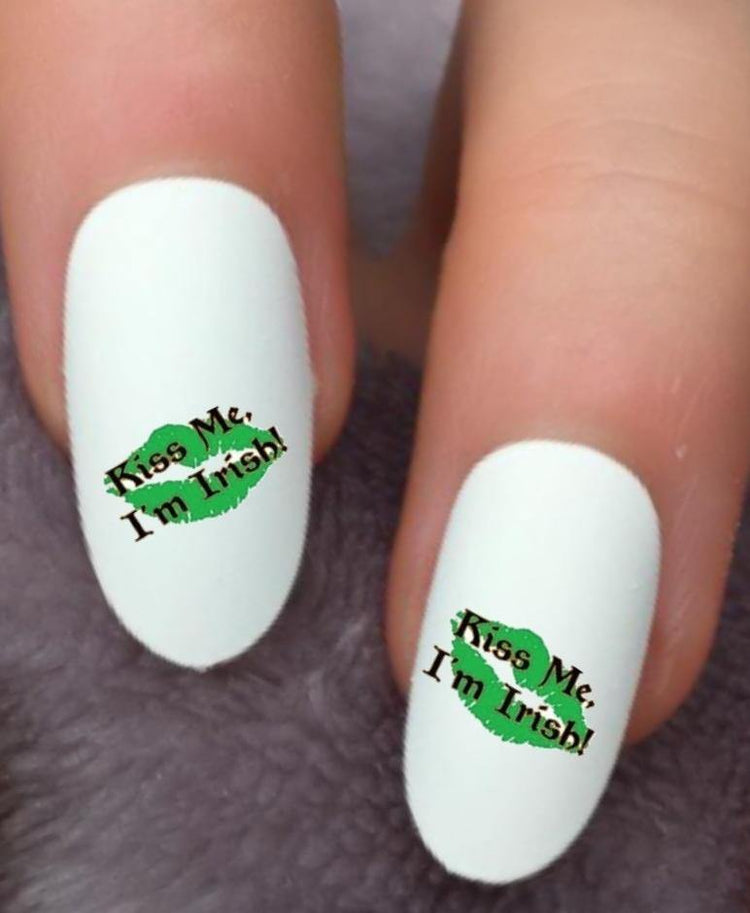 St Patricks Day " Kiss Me, I'm Irish " Waterslide Nail Decals - Nails Creations