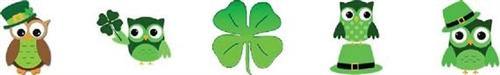St Patricks Day Owls Shamrock Assorted Waterslide Nail Decals - Nails Creations