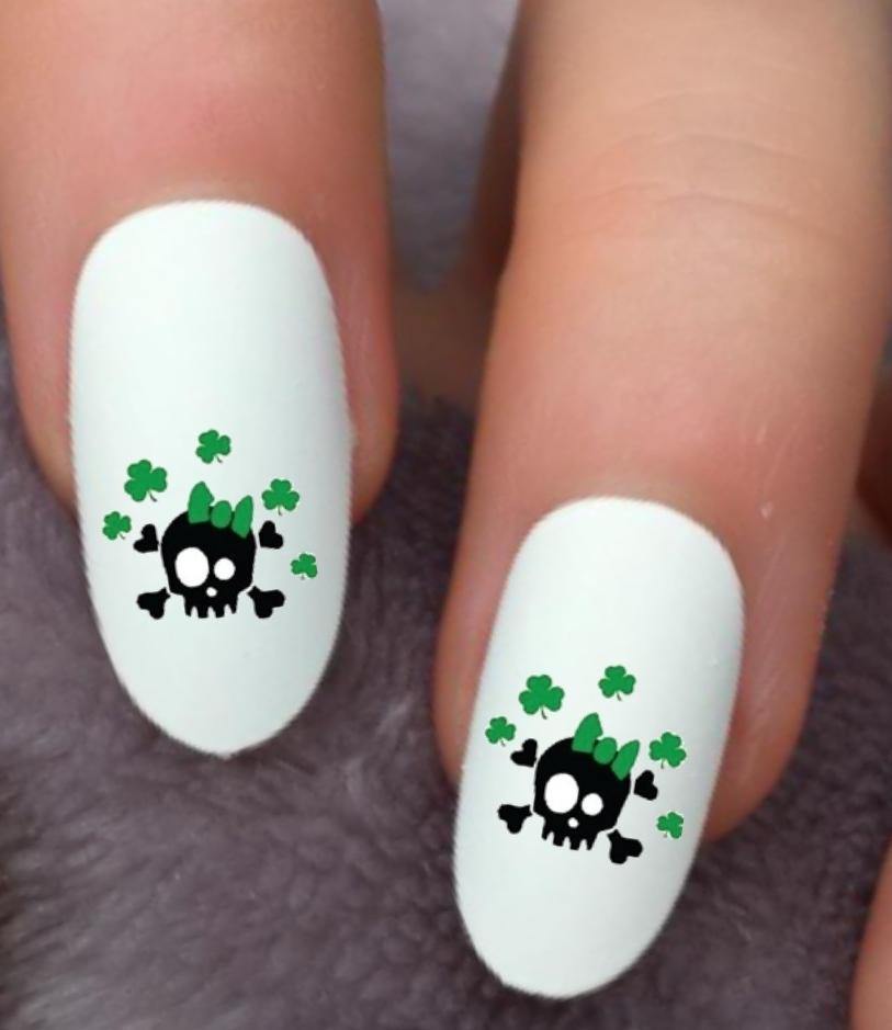 St Patricks Day Skull Waterslide Nail Decals - Nails Creations