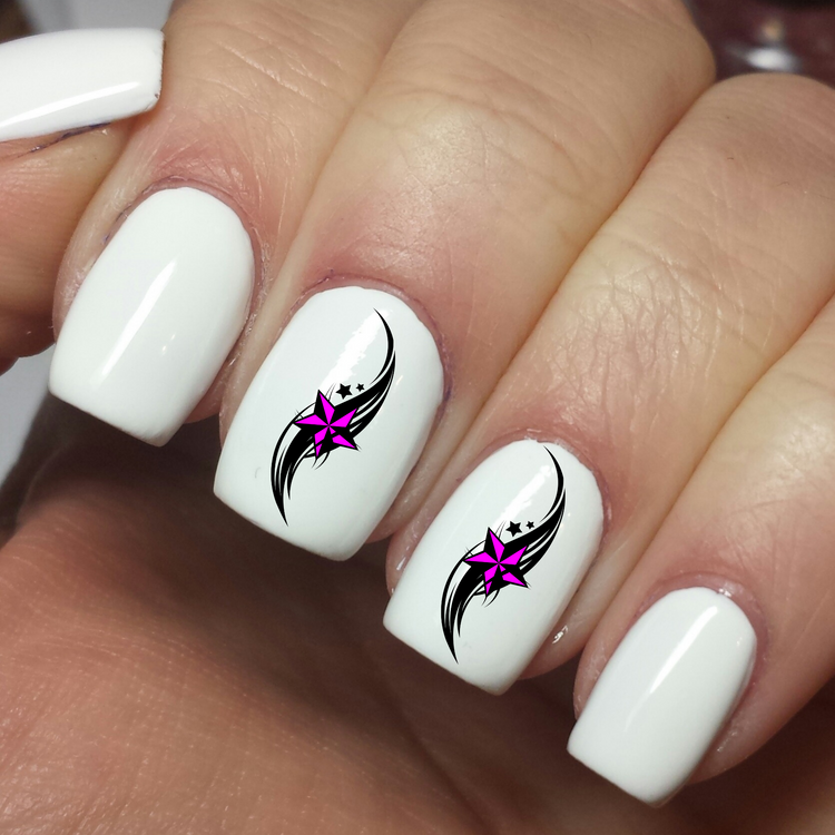 Tribal Design with Pink Stars - Nail art Waterslide Decals - Nails Creations - Nails Creations