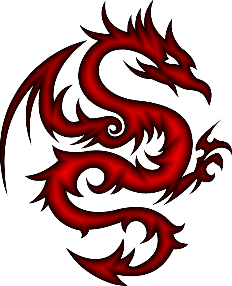 Tribal Red Dragon Design - Nail Art Waterslide Decals - Nails Creations