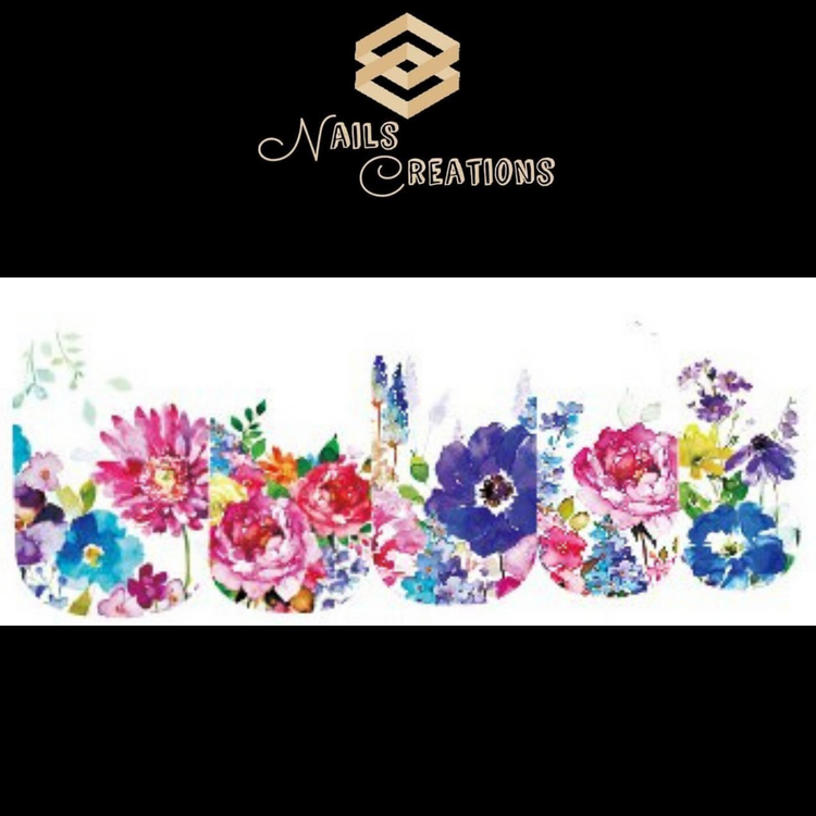 Watercolor Flowers Nail Art Full Waterslide Decals - Nails Creations