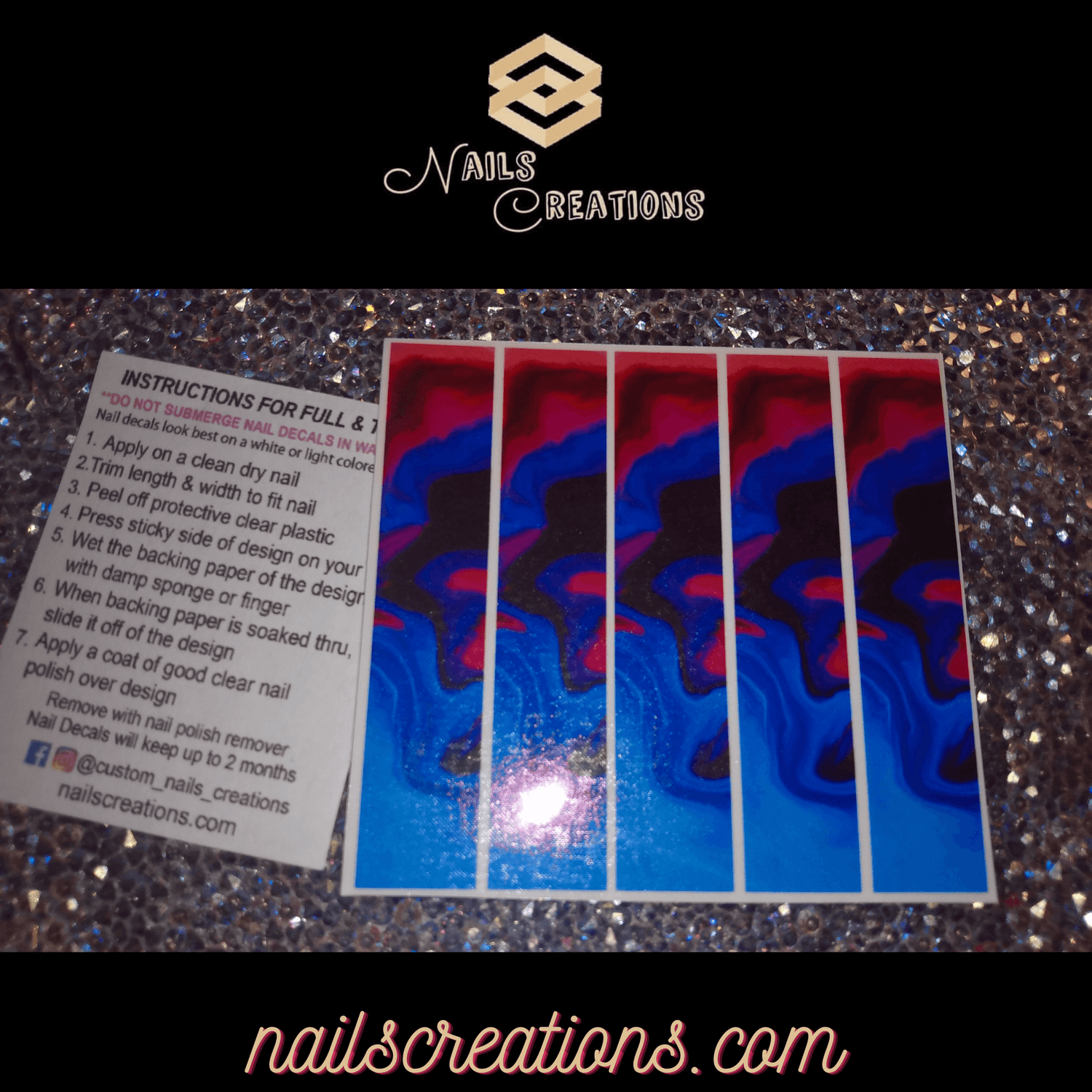 X-Long Full Waterslide Nail Decals - Abstract Design - Nails Creations