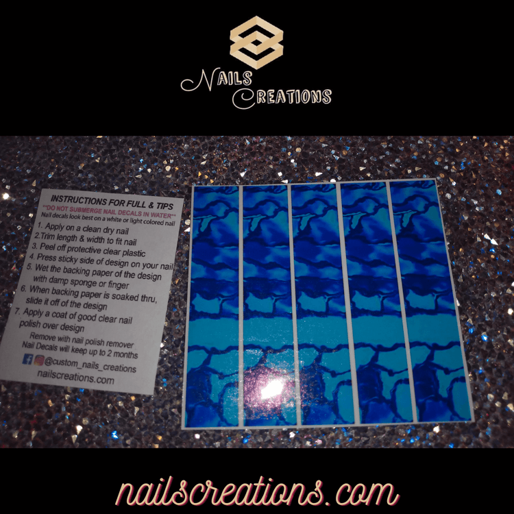 X-Long Full Waterslide Nail Decals - Ocean Design - Nails Creations