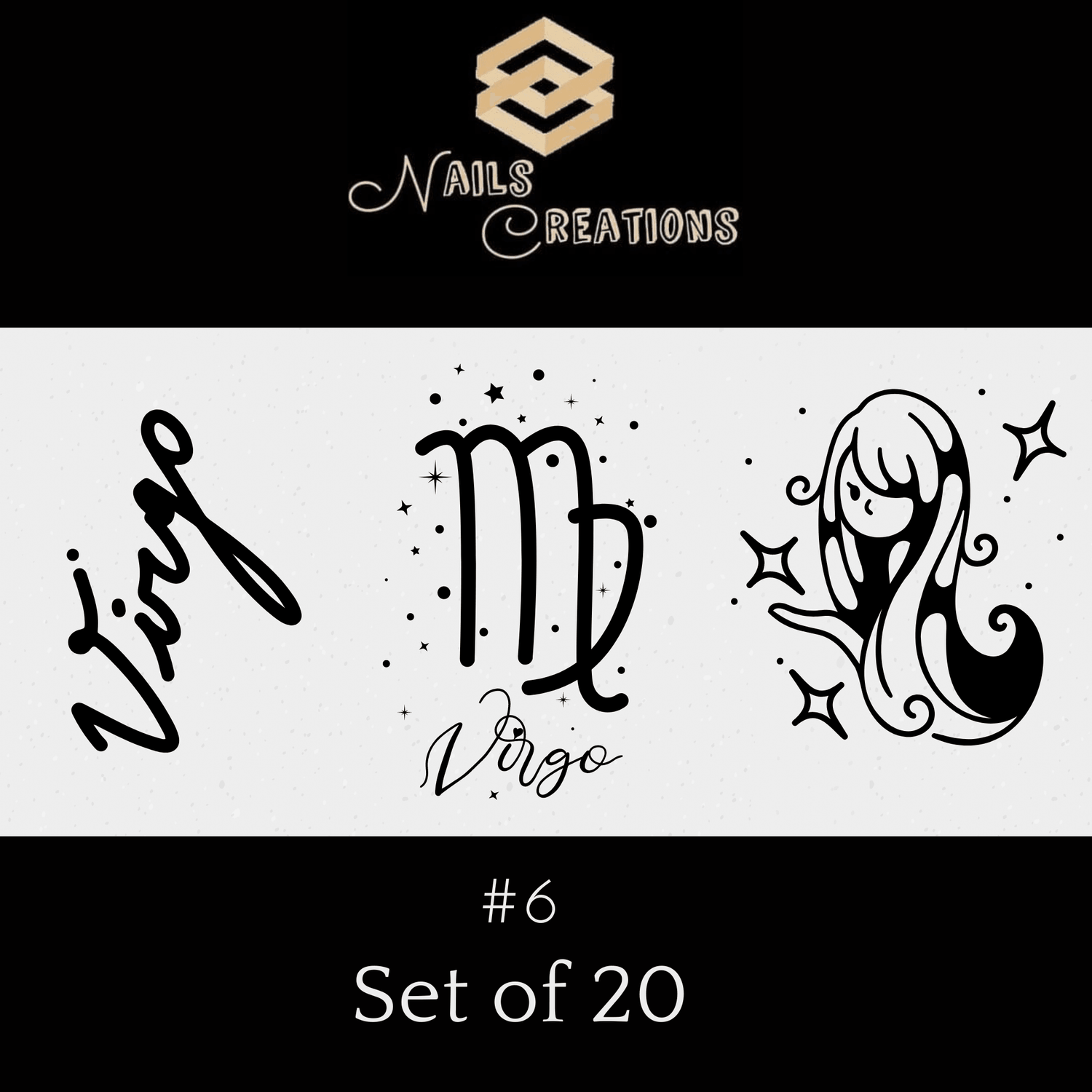 Zodiac Signs Astrology Waterslide Nail Decals Set of 20 - Nails Creations