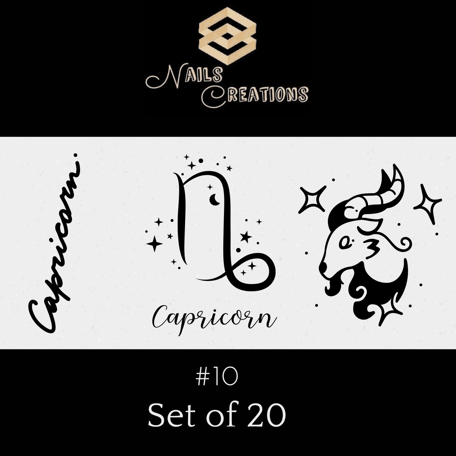 Zodiac Signs Astrology Waterslide Nail Decals Set of 20 - Nails Creations