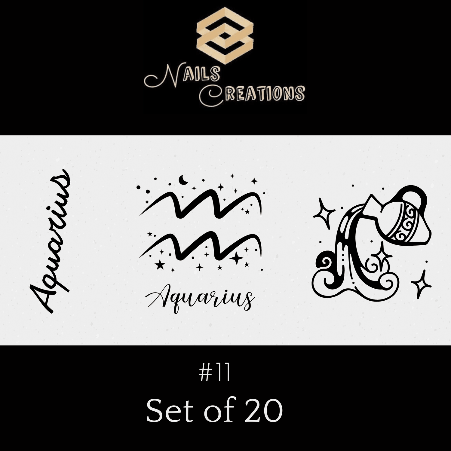 Zodiac Signs Astrology Waterslide Nail Decals Set of 20 - Nails Creations