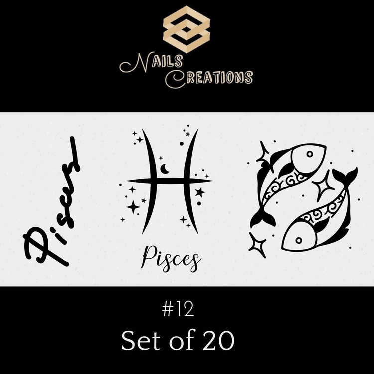Zodiac Signs Astrology Waterslide Nail Decals Set of 20 - Nails Creations
