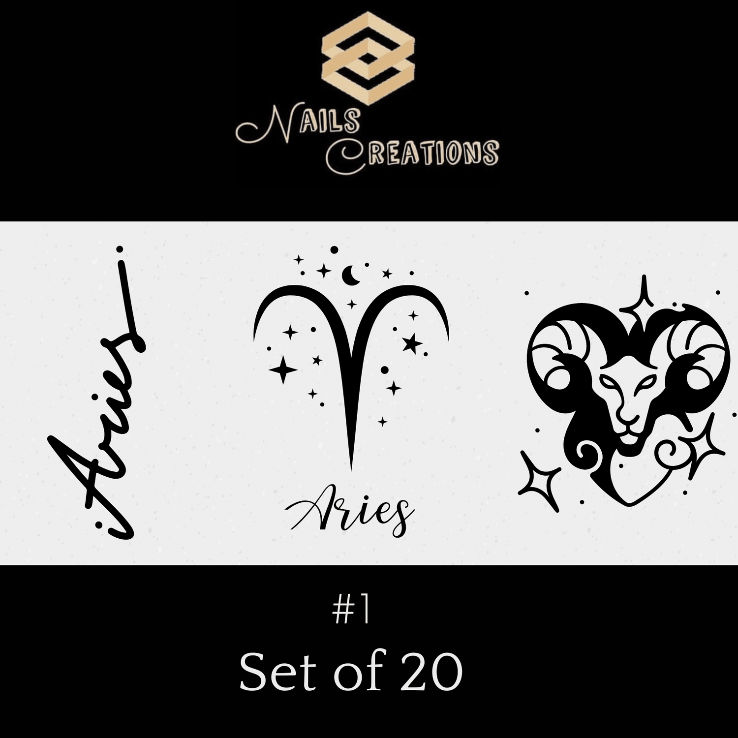 Zodiac Signs Astrology Waterslide Nail Decals Set of 20 - Nails Creations