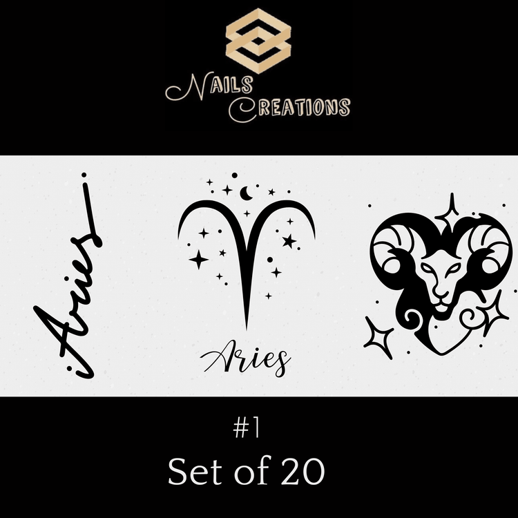 Zodiac Signs Astrology Waterslide Nail Decals Set of 20 - Nails Creations