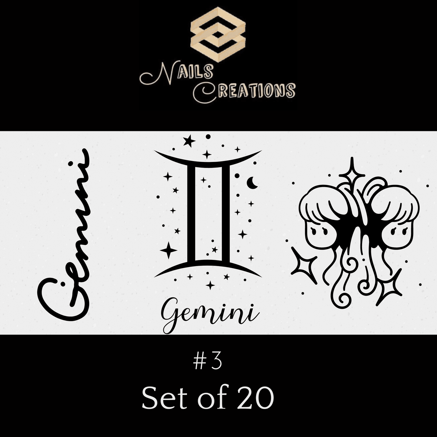 Zodiac Signs Astrology Waterslide Nail Decals Set of 20 - Nails Creations
