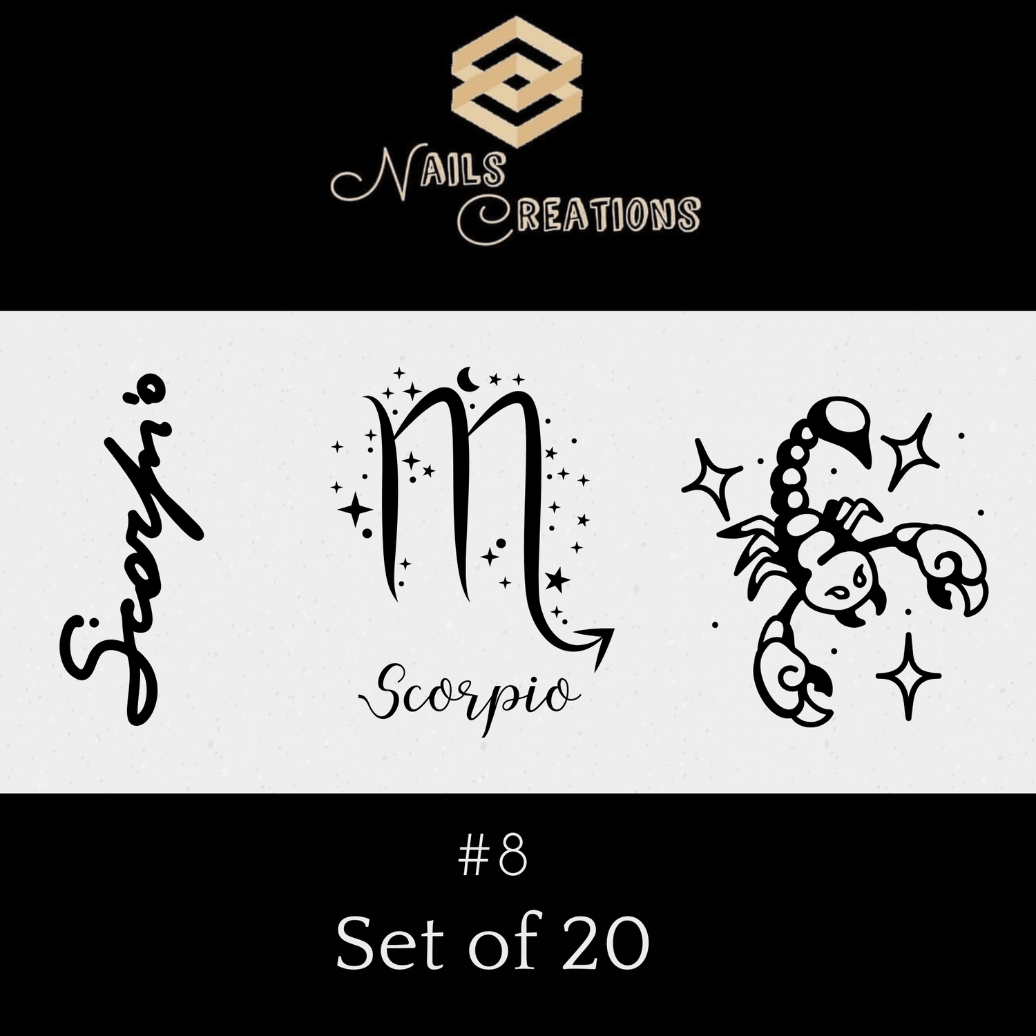 Zodiac Signs Astrology Waterslide Nail Decals Set of 20 - Nails Creations
